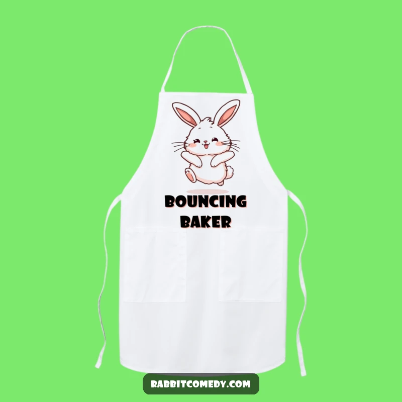 Funny Rabbit Apron - Chef Rabbit Hops with Twitching Ears - Kitchen Gift