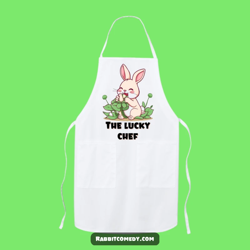 Funny Rabbit Clover Apron - Cook with Luck, Like This Happy Nibbler!