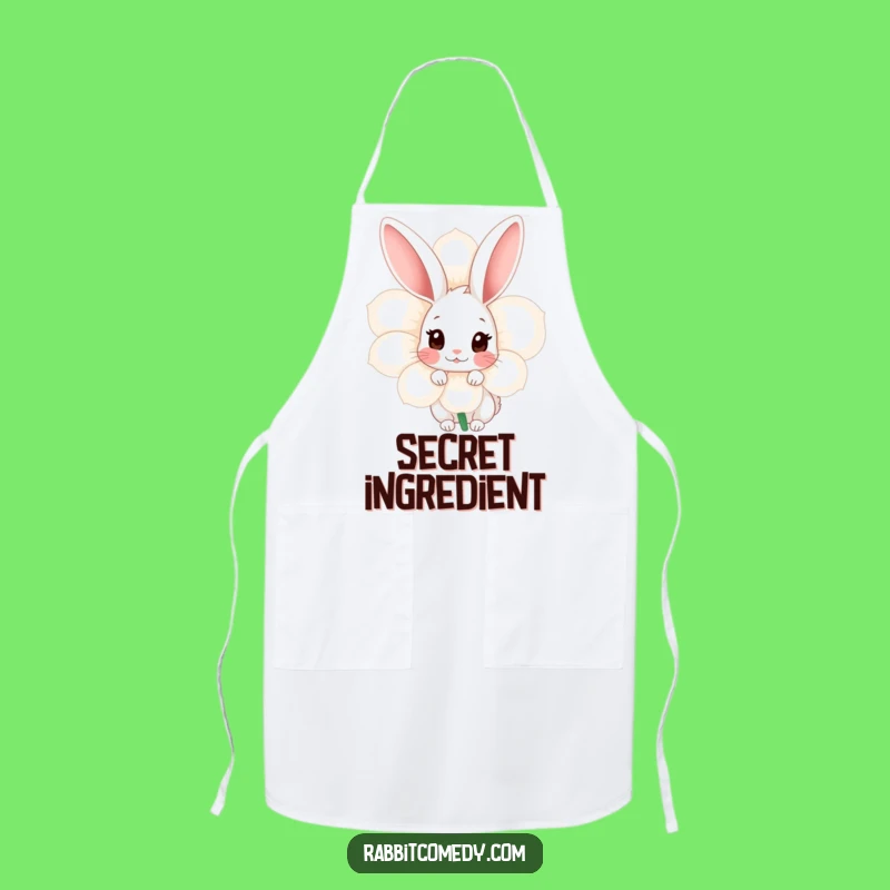 Funny Shy Rabbit Apron - Cook with Sweetness, From Behind the Flowers!