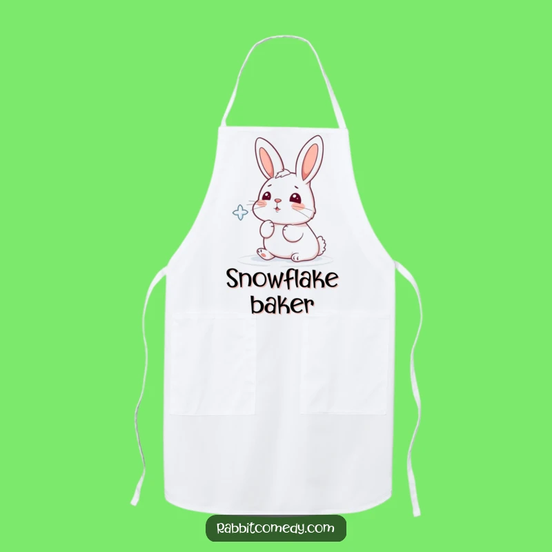 Funny Snowflake Rabbit Apron: Cook with Winter's Playful Cheer