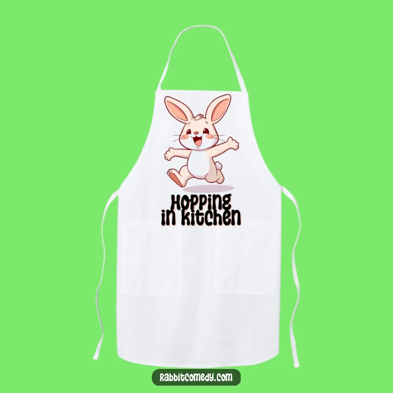 Funny Joyful Rabbit Hopping Apron: Hilarious Kitchen Wear for Energetic Cooks