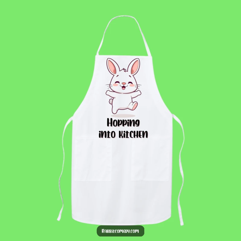 Funny Hopping Rabbit Apron - Silly Kitchen Design, Energetic Cook Gift