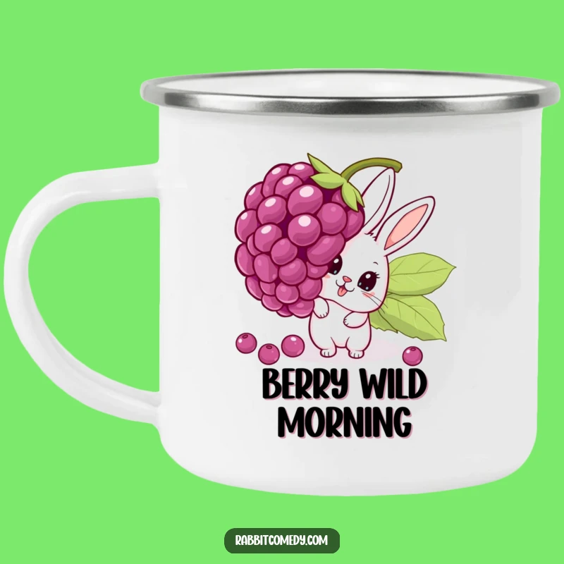 Funny Surprise Rabbit Camping Mug: Durable Metal Cup with Peeking Cartoon Berry Surprise Gift