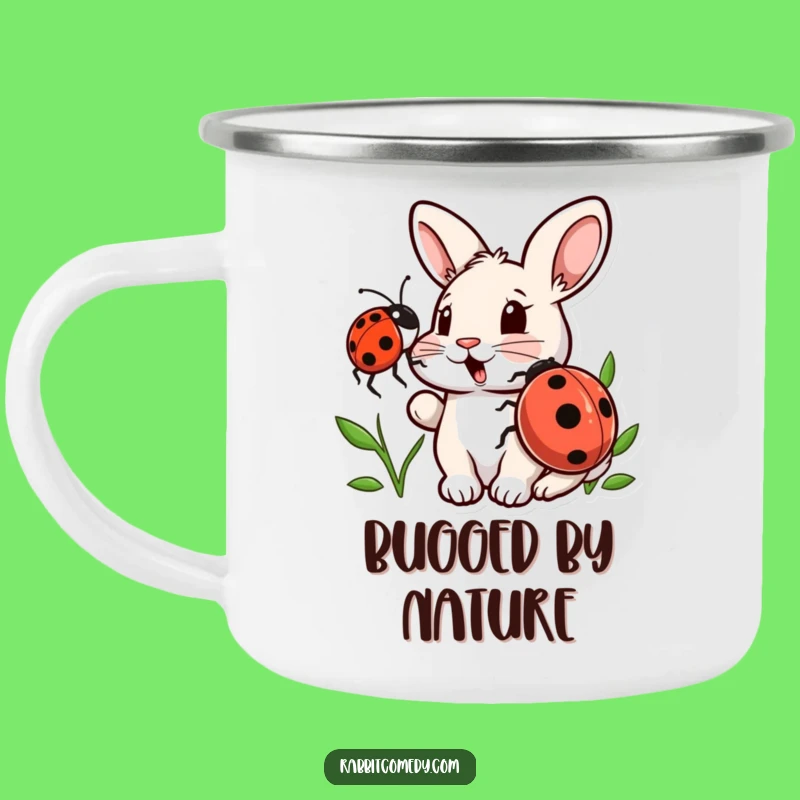 Funny Rabbit Ladybug Camping Mug: Adventure Surprise, Perfect Outdoor Gift