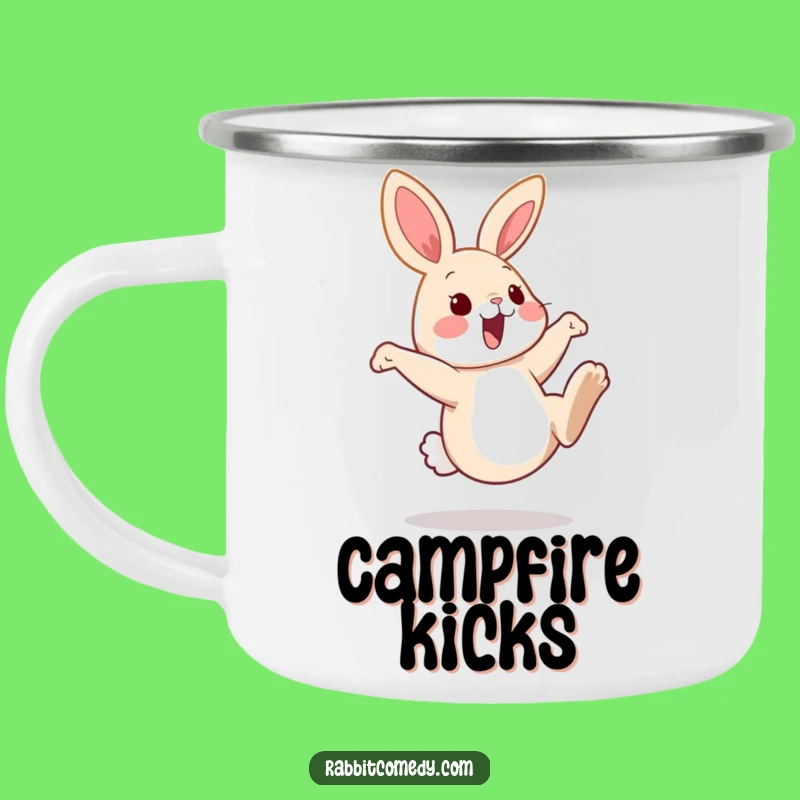 Funny Kicking Rabbit Camping Mug: Your Playful Trail Buddy's Gift