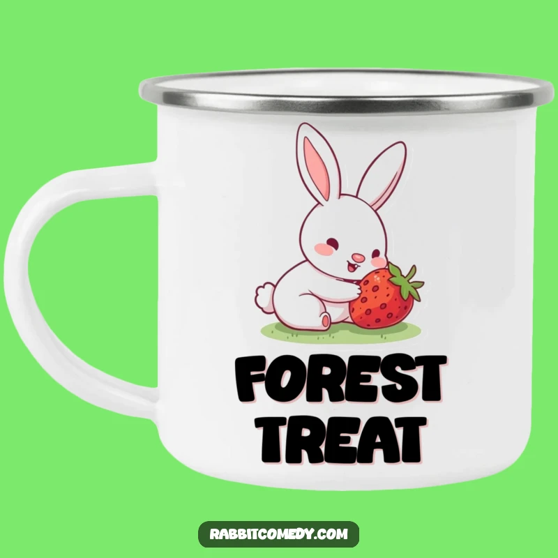 Funny Rabbit Treat Mug: Strawberry Surprise Outdoors, Perfect Funny Gift
