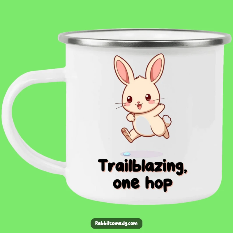 Funny Determined Rabbit Dewdrop Hop Camping Mug - Adventure Fuel with Humor!