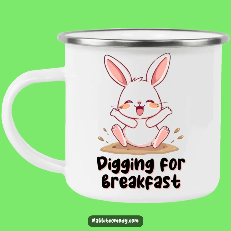 Funny Digging Rabbit Camping Mug: Durable and Energetic for Outdoor Fun