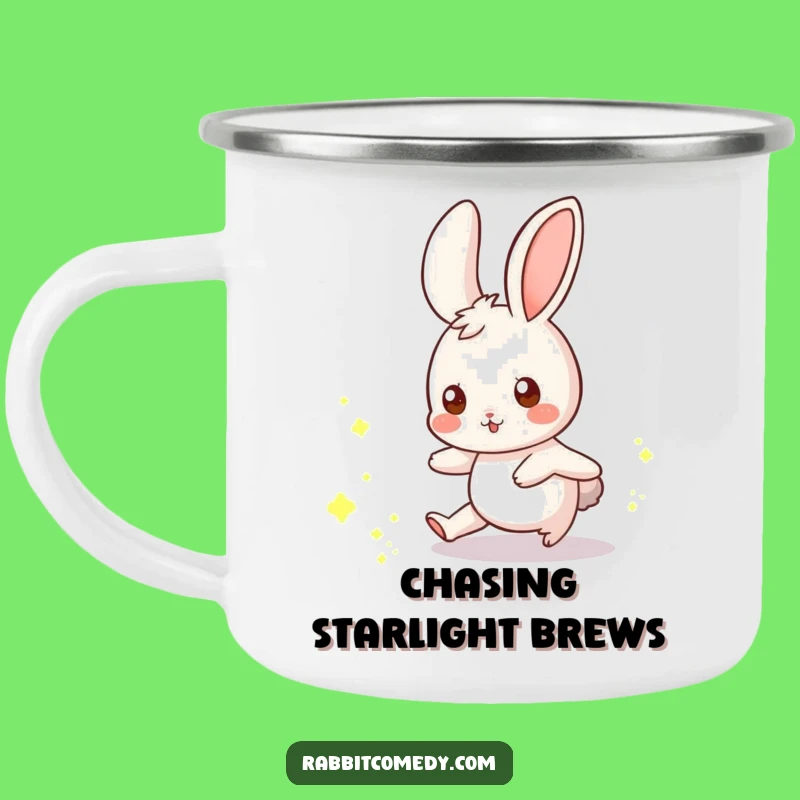 Funny Rabbit Camping Mug: Magical Chase, Whimsical Outdoor Gift