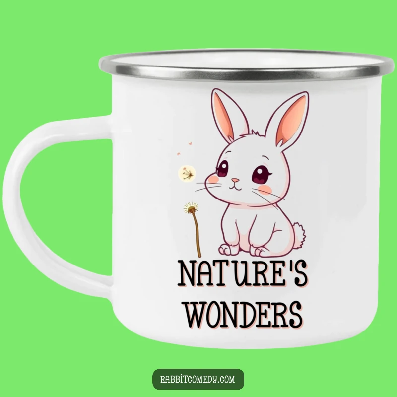 Funny Rabbit Nature Mug: Curious About Dandelions Outdoors, Great Funny Gift