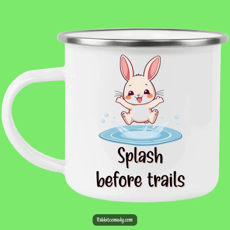Funny Rabbit Puddle Splash Camping Mug: Adventure Fuelled by Hilarious Art
