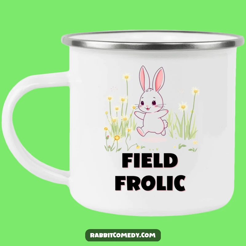 Funny Rabbit Sparkling Dandelion Camping Mug - Meadow Comedy Drinkware and Gift