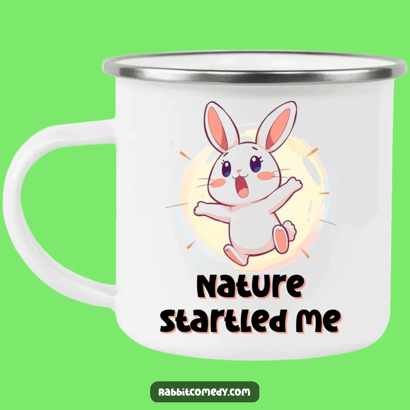 Funny Surprised Rabbit Bubble Camping Mug: Adventure with a Pop!