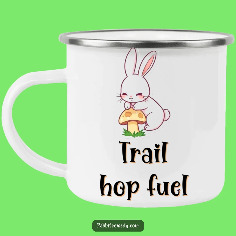 Funny Rabbit Camping Mug - Durable Long-Eared Bunny Boinging Enamel Cup, Gift