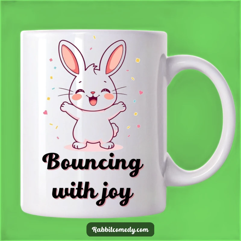 Funny Happy Rabbit Binky Mug: Celebrate Joy with Hilarious Art!