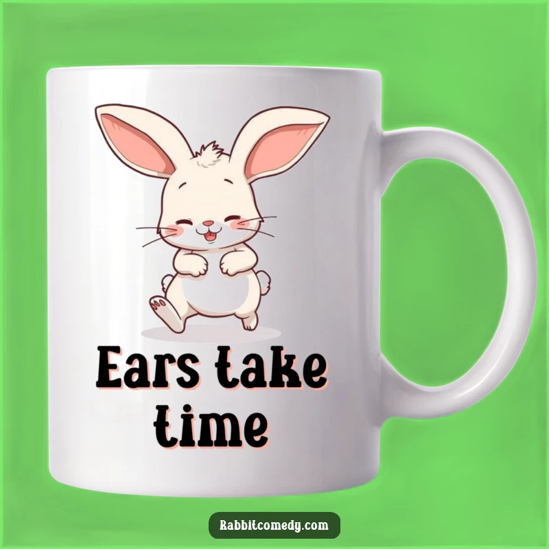 Funny Stumbling Rabbit Mug: Playful Cartoon Character with Big Floppy Ears Gift
