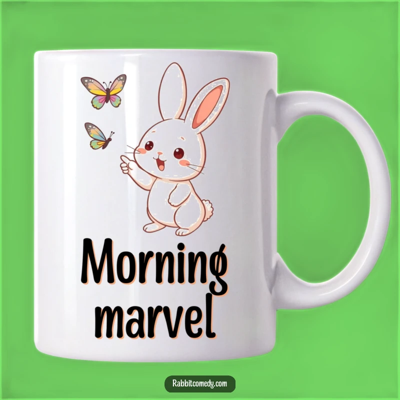 Funny Excited Rabbit Butterfly Mug - Nature Lover Animal Gift