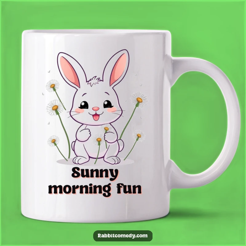 Funny Juggling Rabbit Dandelion Mug - Whimsical Garden Gift