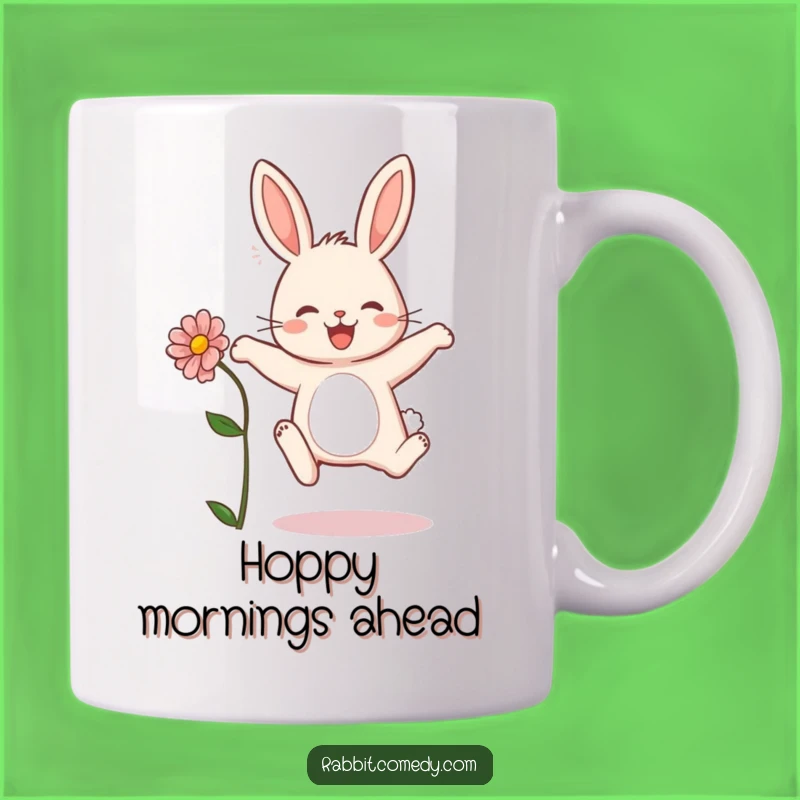 Funny Rabbit Flower Leap Mug - Joyful Spring Gift for Bunny Lovers