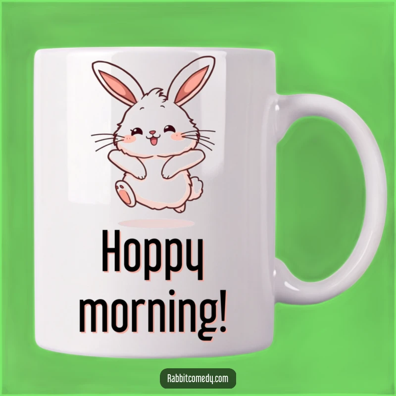 Funny Rabbit Mug - Joyful Hop, Twitching Ears - Whimsical Animal Gift