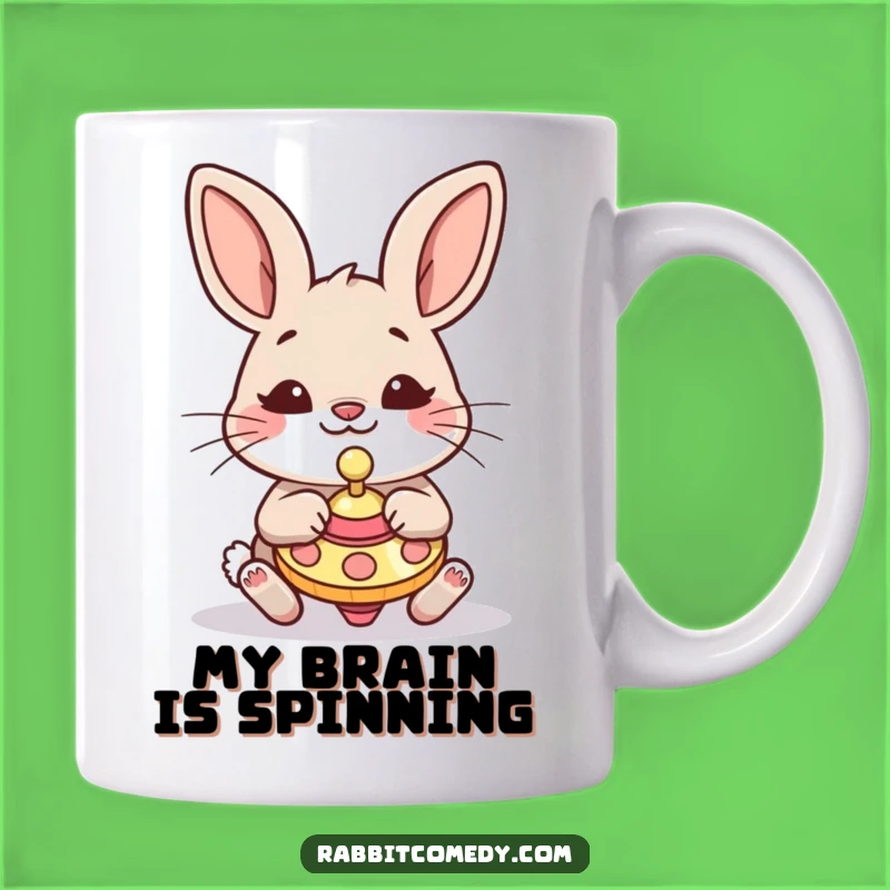 Funny Rabbit Spinner Mug: Silly Animal Playing with Top, Perfect Playful Gift!