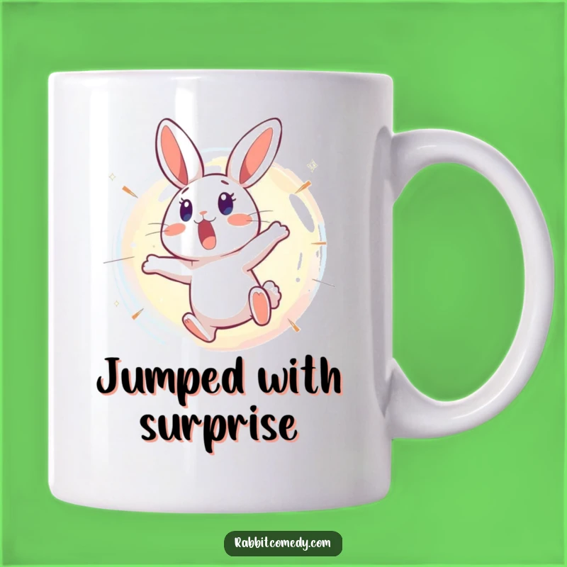 Funny Surprised Rabbit Bubble Mug: Hilarious Gift for Startled Sprinters!