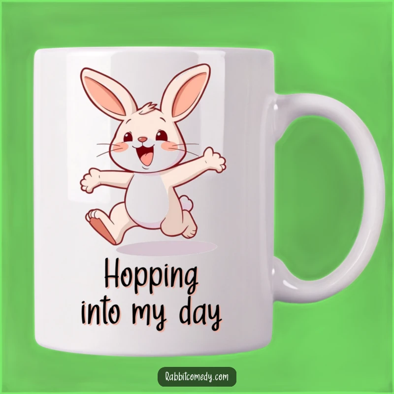 Funny Joyful Rabbit Hopping Mug: Hilarious Gift for Energetic Souls