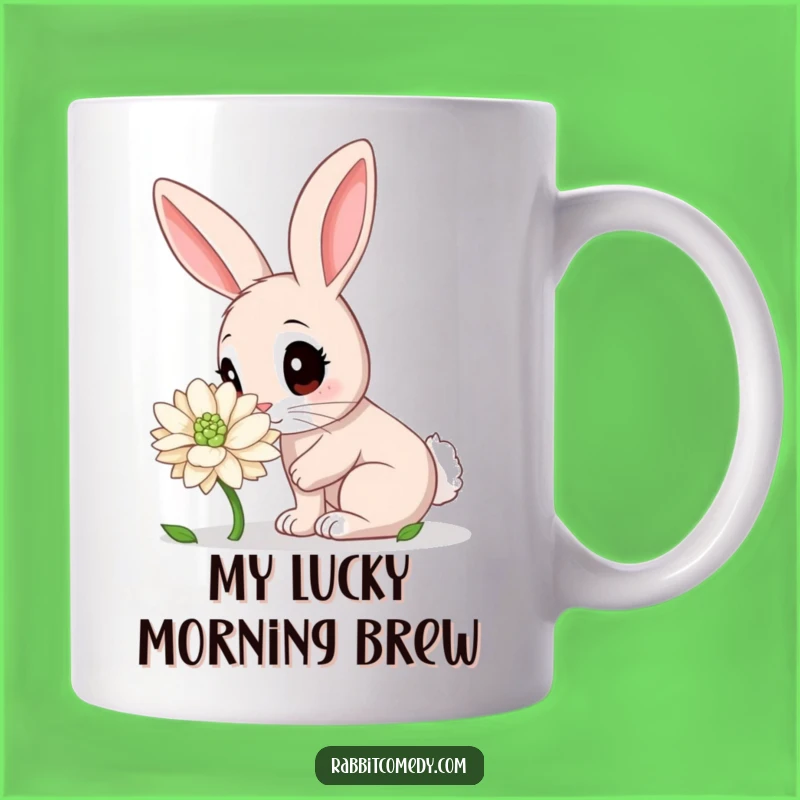 Funny Rabbit Sniffing Clover Mug: A Whimsical Cute Rabbit Gift