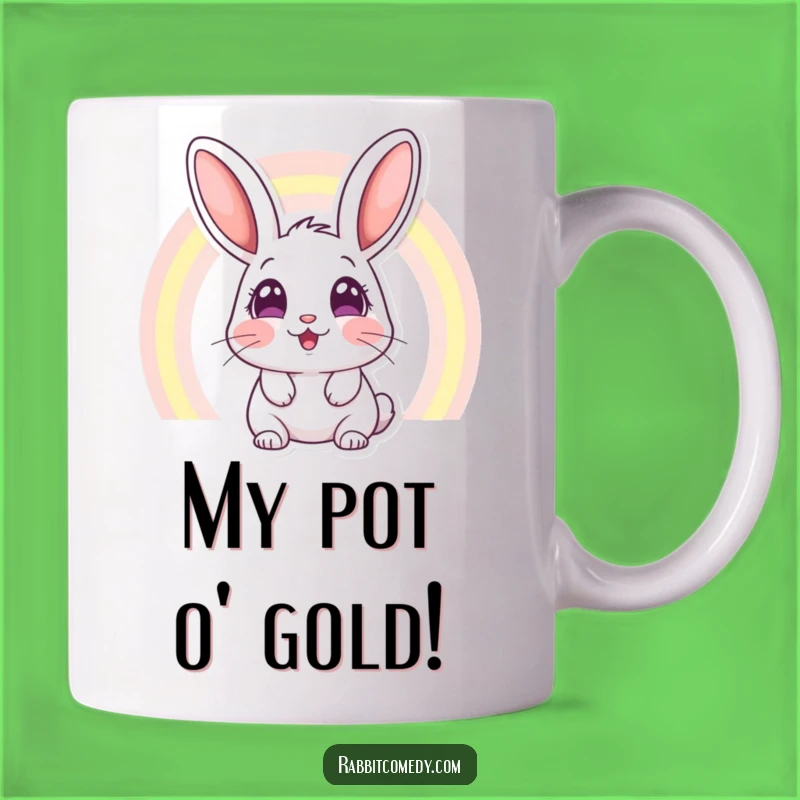 Funny Rabbit Rainbow Mug: Amazed Eyes See Magic, Perfect Funny Gift