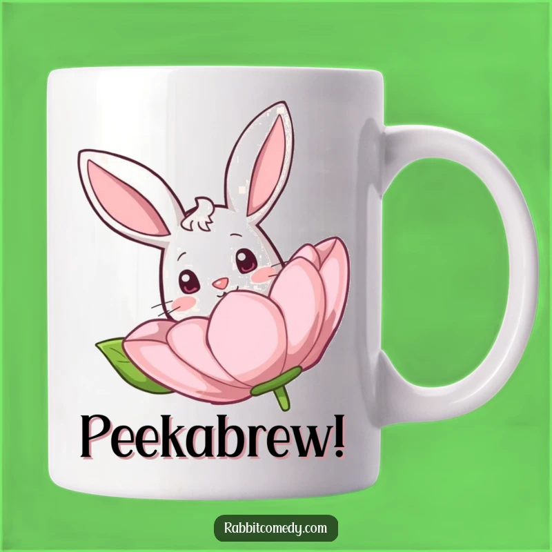 Funny Curious Rabbit Peeking Flower Mug - Adorable Animal Gift