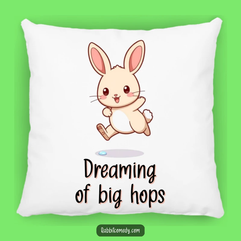 Funny Determined Rabbit Dewdrop Hop Pillow - Cozy Comfort with a Laugh!