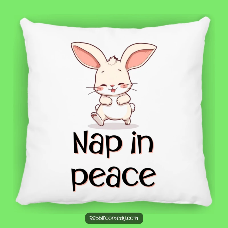 Funny Stumbling Rabbit Pillow: Cozy Playful Cartoon with Big Floppy Ears Accent Pillow