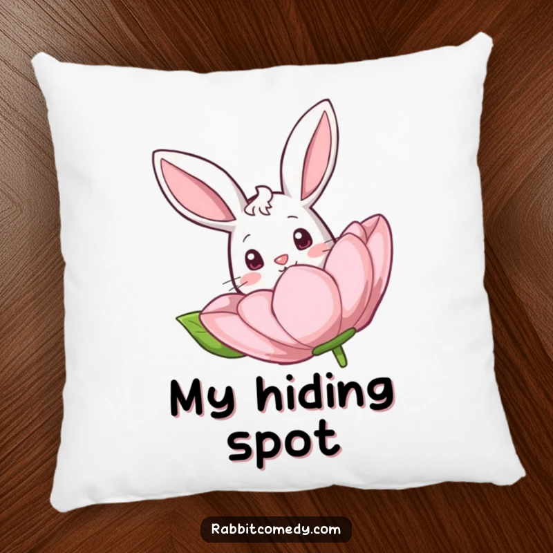 Funny Rabbit Flower Pillow: A soft pillow displaying a curious rabbit peeking from a large, cartoonish flower.