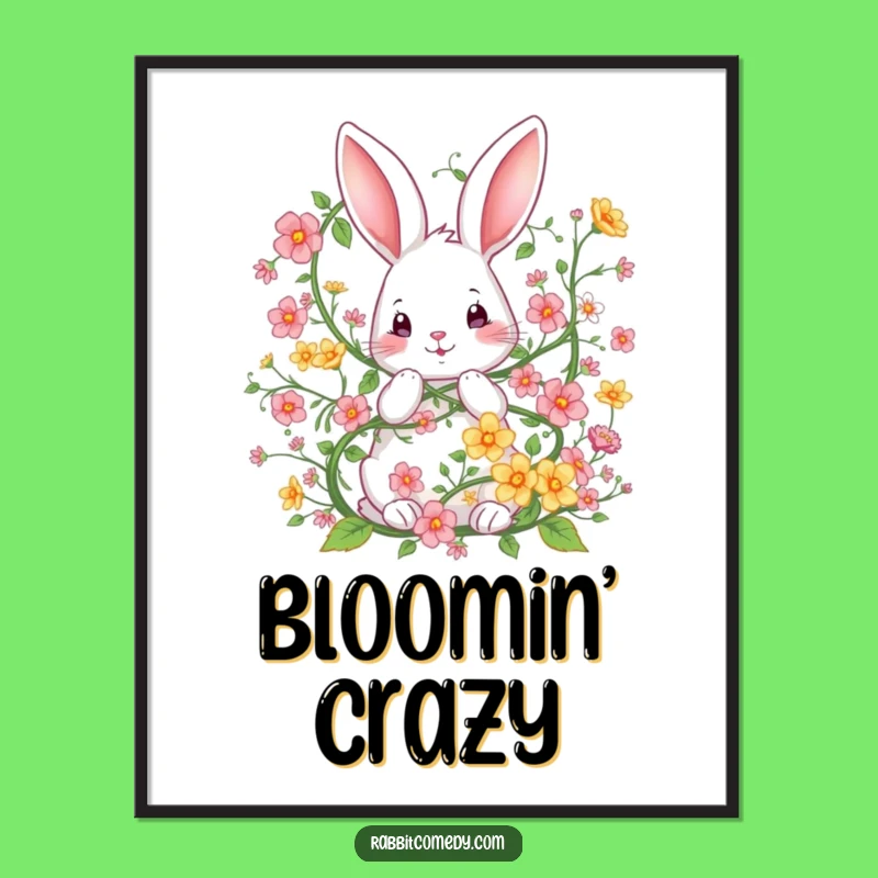 Funny Rabbit Flower Digital Art: Instant Garden Whimsy, Perfect Unique Gift