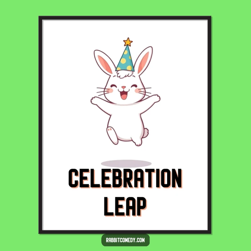 Funny Rabbit Party Digital Art: Bring Home Festive Jumps