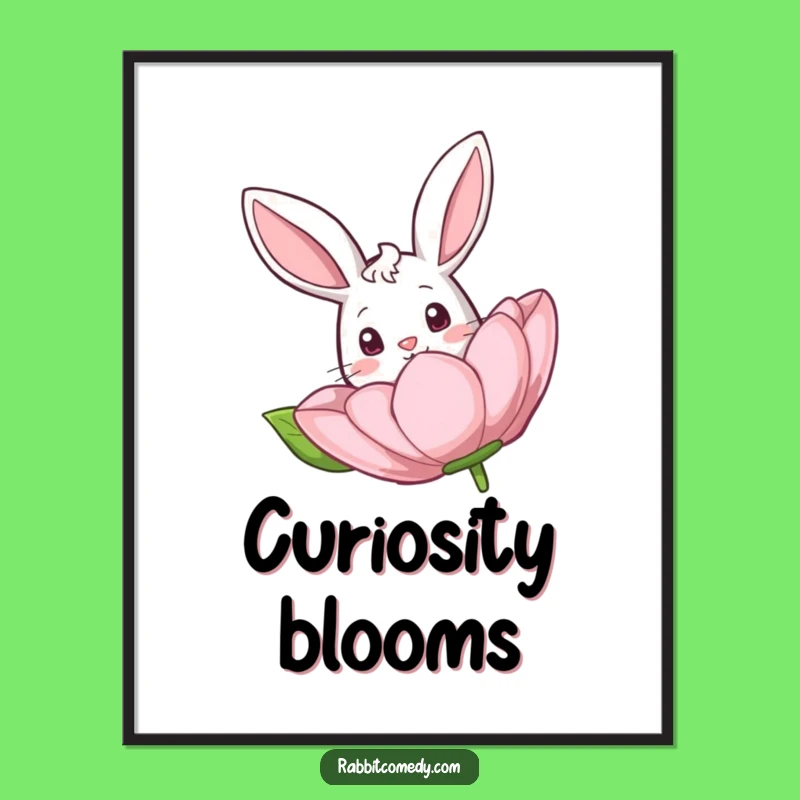 Funny Rabbit Flower Digital Art Print - Instant Whimsical Decor Gift