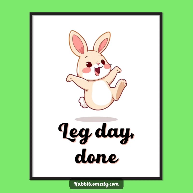 Funny Kicking Rabbit Digital Art Print: Instant Playful Wall Decor Gift