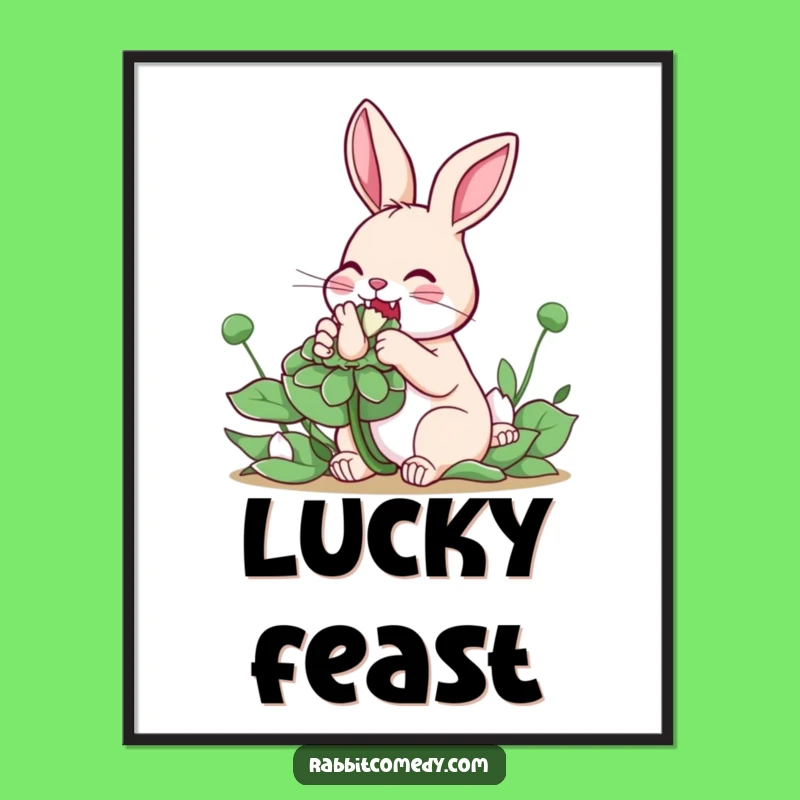 Funny Rabbit Clover Digital Art - Instant Luck and Joy for Your Walls!