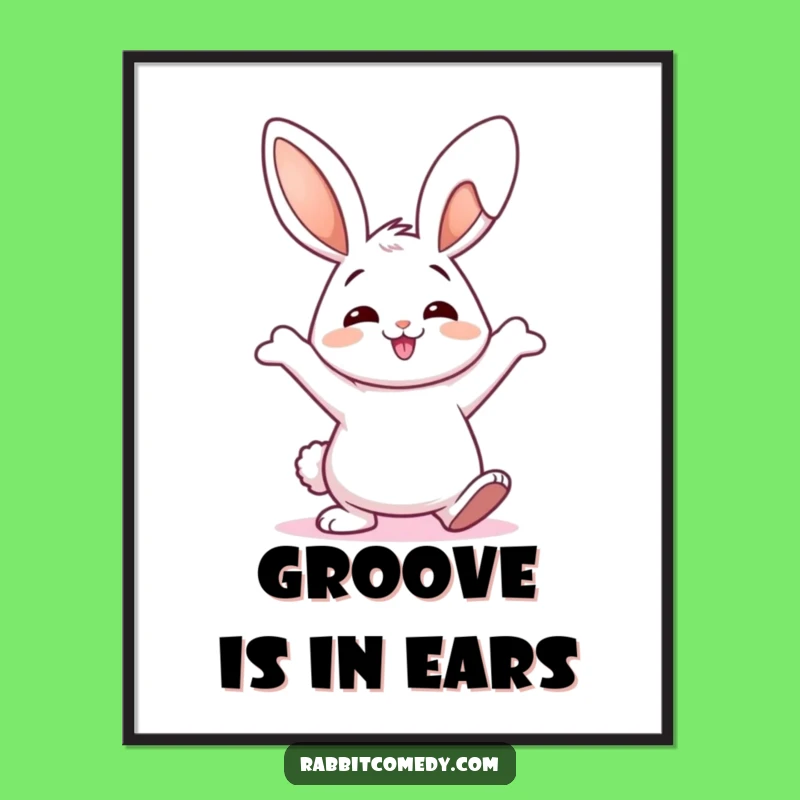 Funny Rabbit Dance Digital Art, Wiggly Ears Print for Instant Gift