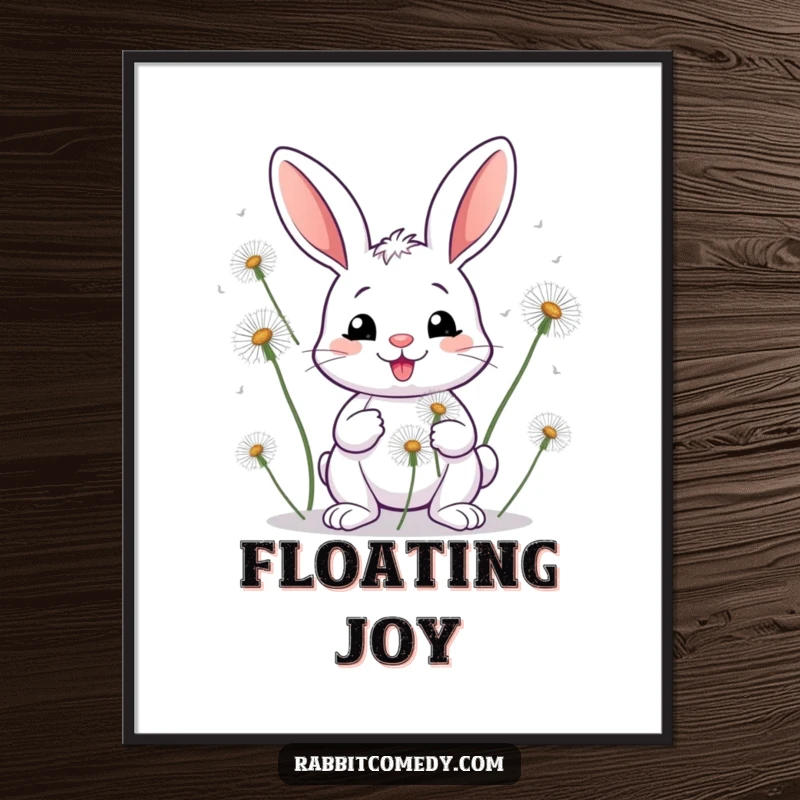 Funny Rabbit Dandelion Digital Art Print: High-resolution digital art of a rabbit juggling large dandelions.