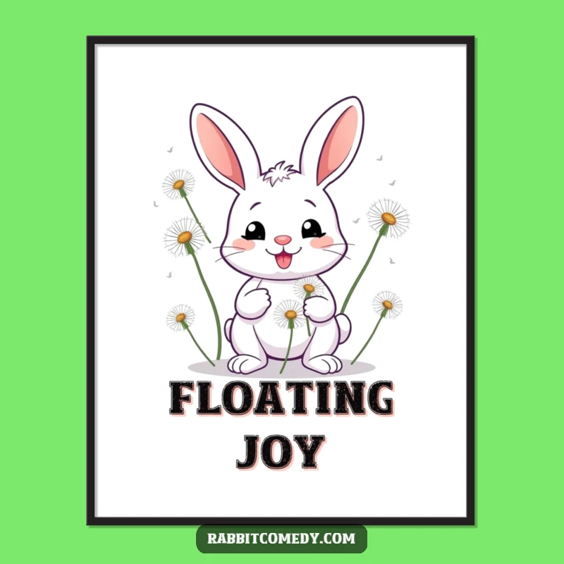 Funny Rabbit Dandelion Digital Art Print - Instant Whimsical Decor