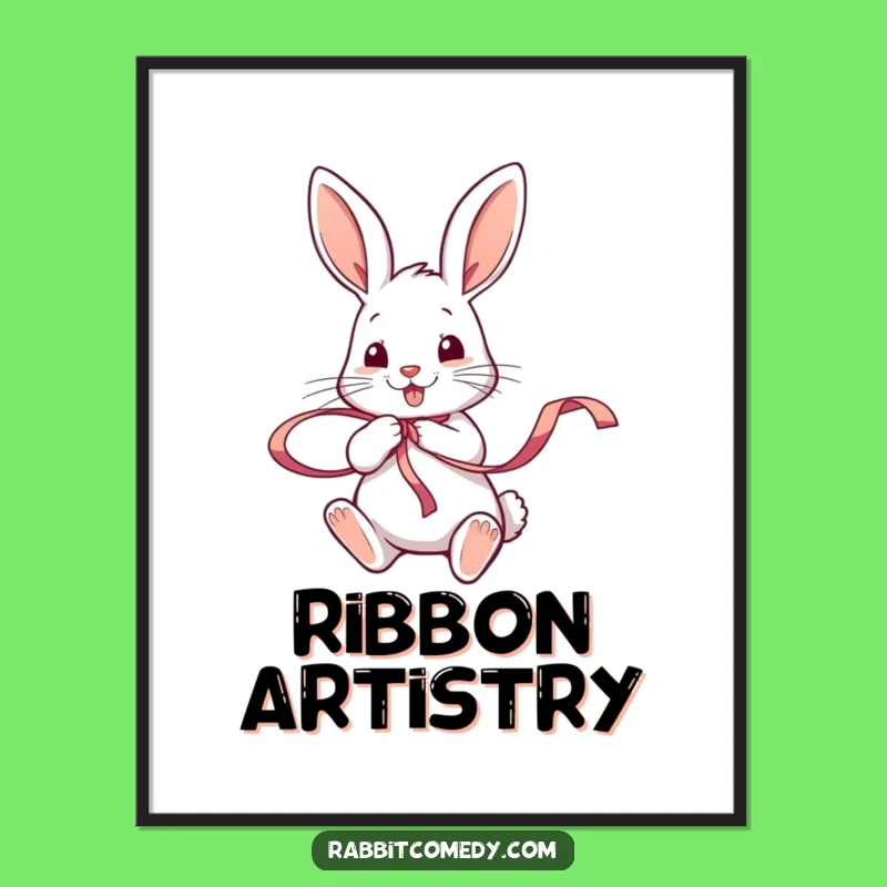 Funny Rabbit Ribbon Twirl Digital Art: Joyful & Hilarious Downloadable Gift