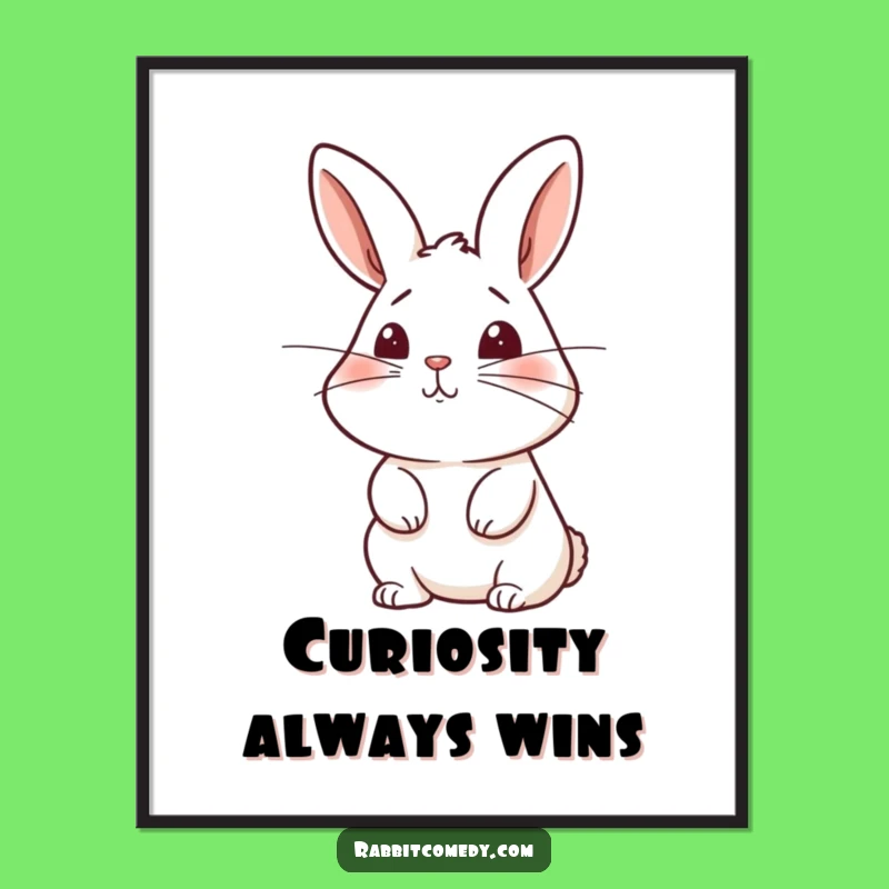 Funny Rabbit Sniffing Digital Art - Instant Curious Decor, Cute Bunny Gift