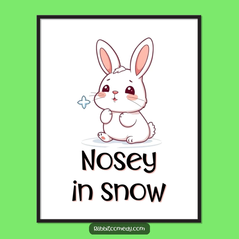 Funny Snowflake Rabbit Digital Art: Instant Winter Whimsy Decor