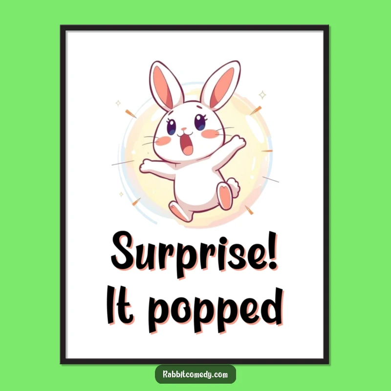 Funny Surprised Rabbit Bubble Digital Art: Instant Whimsy for Your Walls