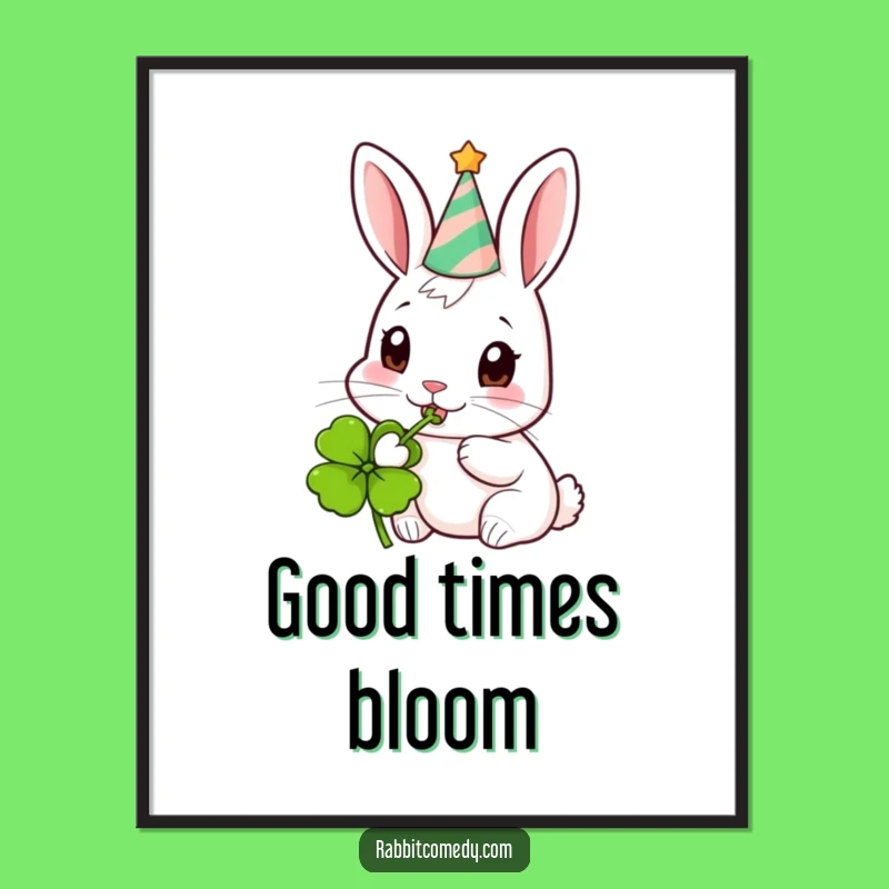 Funny Party Rabbit Digital Art Print - Instant Festive Decor