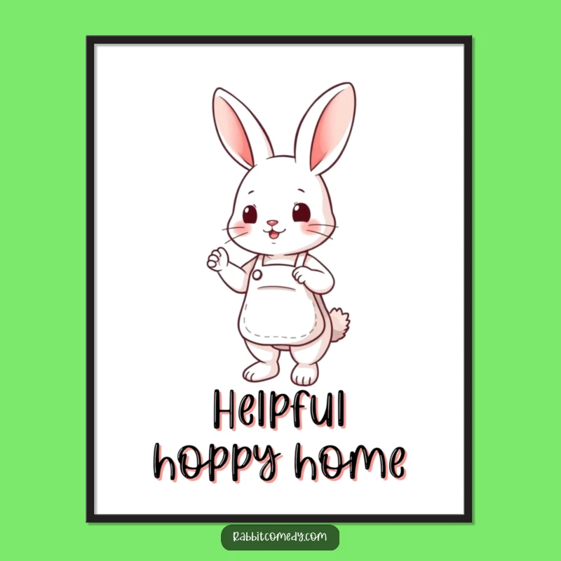Funny Apron Rabbit Digital Print - Instant Cute Helper Art Download, Gift