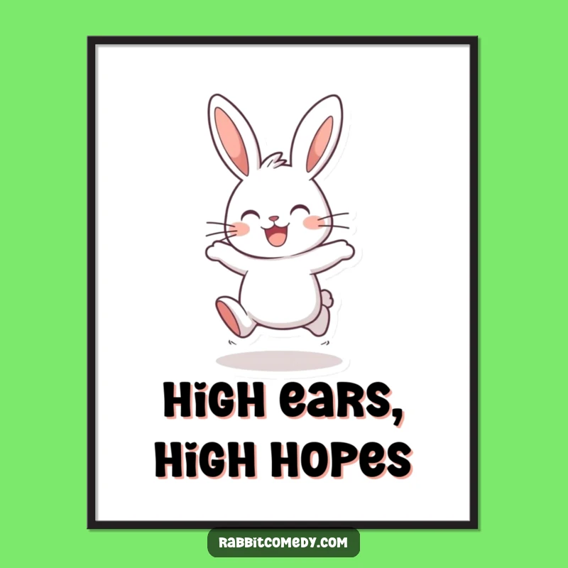 Funny Hopping Rabbit Digital Art Print: Instant Joyful Wall Decor Gift