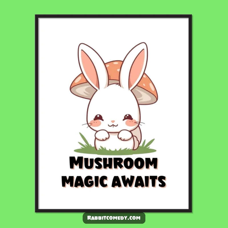 Funny Shy Rabbit Digital Art - Instant Woodland Decor, Cute Introvert Gift