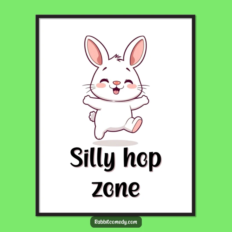Funny Hopping Rabbit Digital Print - Instant Silly Art Download, Gift